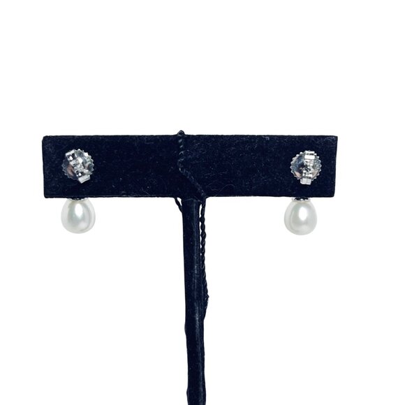 Honora Sterling Silver, Pearls And Blue Topaz Rhinestone Earrings (5977-1-2) - Picture 5 of 9